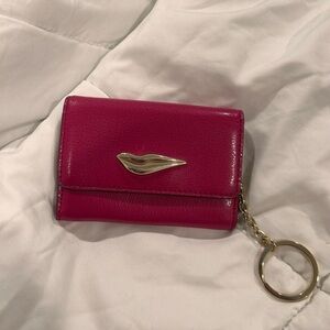 Diane Von Furstenberg Pink Wallet with Gold Lip Accent